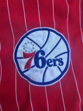 Load image into Gallery viewer, Vintage Mens Starter Philadelphia 76ers Pinstripe Shorts Size Large-Red