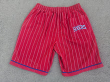 Load image into Gallery viewer, Vintage Mens Starter Philadelphia 76ers Pinstripe Shorts Size Large-Red