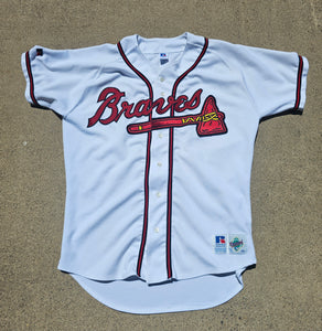 Vintage Mens Russell Athletic Atlanta Braves Authentic Jersey Size 44-White