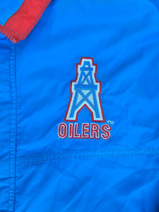 Vintage Mens Starter Houston Oilers Button/Zip Up Jacket Size XL-Blue