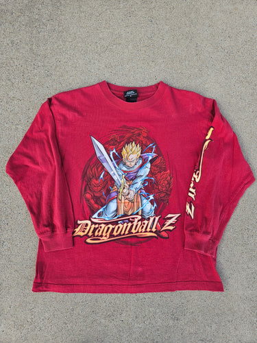 Vintage Youth 2003 Dragon Ball Z Super Saiyan Gohan Kai Outfit Long Sleeve Shirt Size Large-Red