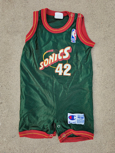 Vintage Infant Champion Seattle Supersonics Vin Baker Jersey Size 12 Months-Green