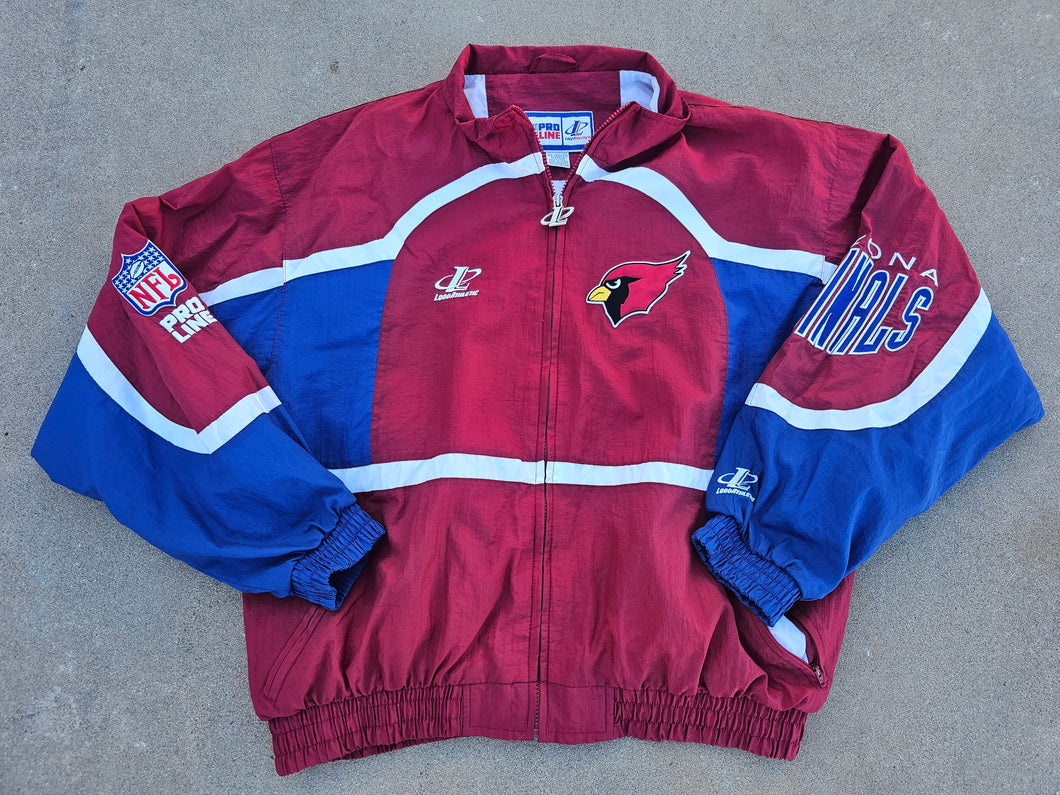 Vintage Mens Logo Athletic Arizona Cardinals Pro Line Zip Up Jacket Size XL