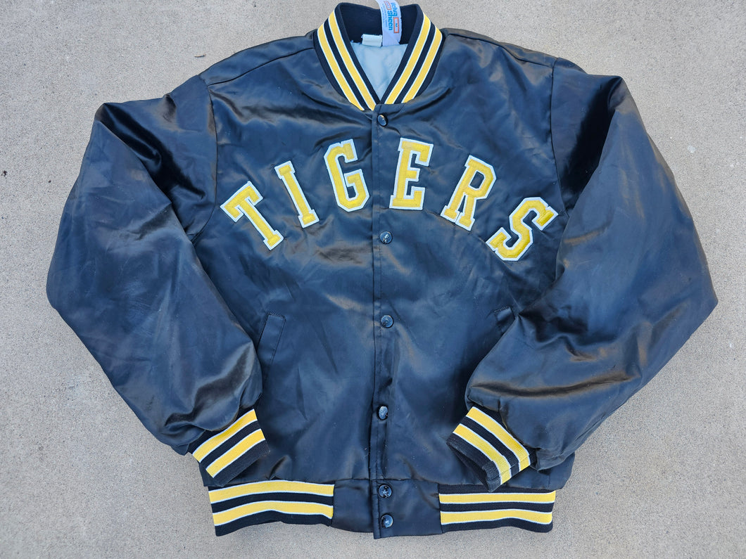 Vintage Mens Missouri Tigers Satin Button Up Jacket Size Medium-Black