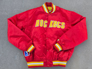 Vintage Mens Starter Houston Rockets Satin Button Up Jacket Size XL-Red