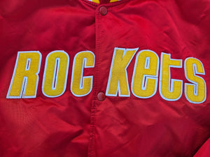 Vintage Mens Starter Houston Rockets Satin Button Up Jacket Size XL-Red