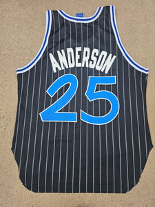 Rare Vintage Mens Champion Orlando Magic Nick Anderson Pinstripe Jersey Size 44-Black