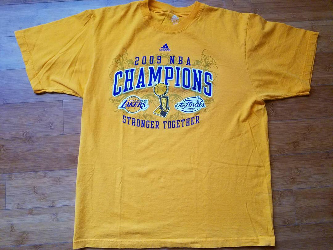 Mens Adidas Los Angeles Lakers 2009 NBA Champions Tshirt Size Medium-Gold